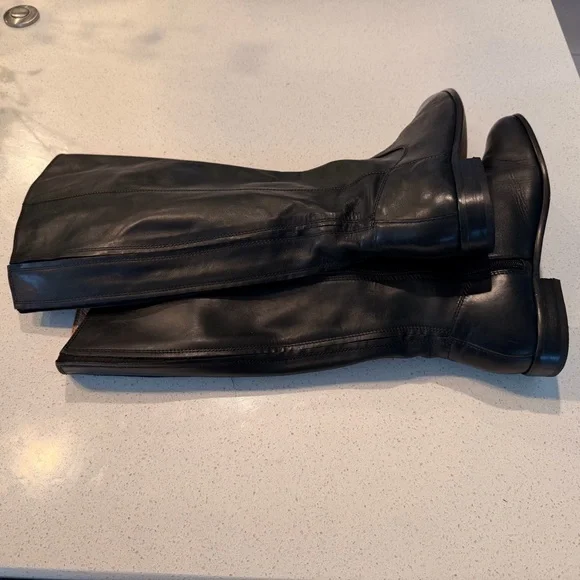 Kenneth Cole New York Black Leather Knee High Riding Boots Zip Women’s 8.5 - Picture 5 of 8